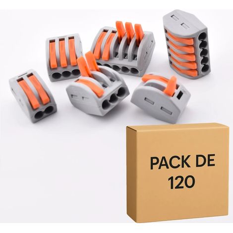 Alternative WAGO 222 – Pack 120 bornes à levier 2, 3 et 5 pôles – PCT-212/213/215 – 32A