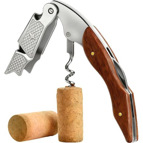 Limonadier professionnel, Couteaux de sommelier, 3 en 1 Tire Bouchon Sommelier - Avec un ouvre-bouteille et un coupe-foil - Bois de rose de haute qualité - Convient pour les bars et les restaurants (1/5)