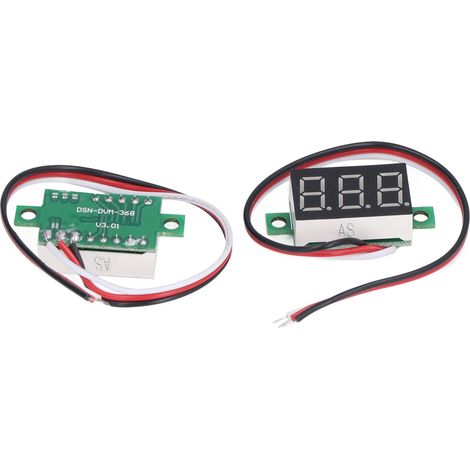 Lot de 2 mini voltmètres CC numériques avec affichage LED, voyant rouge 3 fils, 0,36 pouce, 0-30 V (1/5)