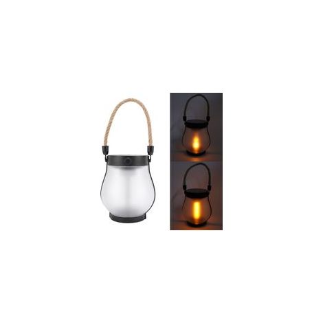 Lanterna a energia solare con effetto fiamma tremolante, luce ricaricabile, decorazione paesaggistica realistica per vialetto e patio.