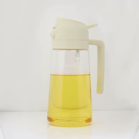 ZEY YARRAMATE Cooking Oil Sprayer, 2-in-1 Olive Oil Dispenser Bottle for Kitchen, 17 oz/500 ml Glass Oil Bottle for Air Fryer, BBQ (Creamy White) (1/5)