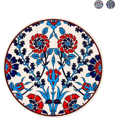 Sottopentola rotondo in ceramica dipinta a mano 17cm Kavi - Rosso