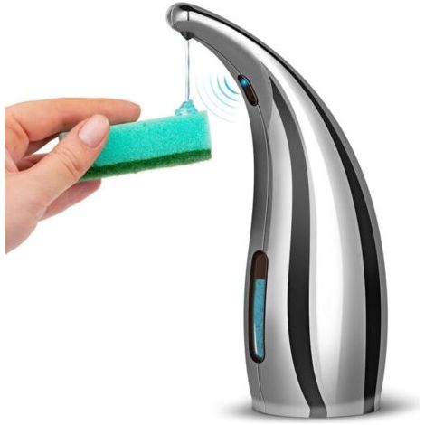 Distributeur de Savon Automatique, 300ML Distributeur de Savon Electrique avec Capteur, IPX6 Distributeur de Savon Etanche pour Cuisine et Salle de Bain, Hôtel, Restaurant, Lieu Public. (Argent)-HIASD (1/4)