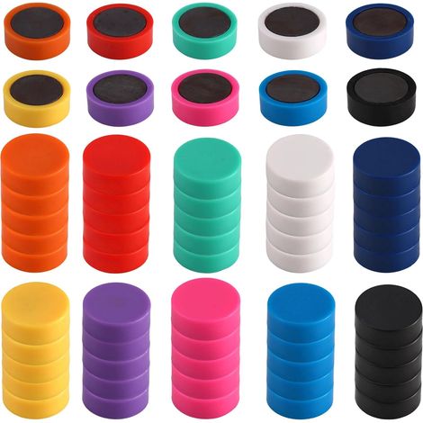 Set di 60 magneti da frigorifero, potenti magneti per lavagna bianca, 10 colori, magneti colorati per lavagna magnetica, piccoli magneti rotondi per lavagne bianche, frigoriferi, bacheche e lavagne ma (1/5)