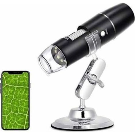 Microscope Numérique, WiFi Endoscope 50X-1000X, Support en Métal, Compatible avec Smartphones ou Tablettes Android et iOS (1/4)