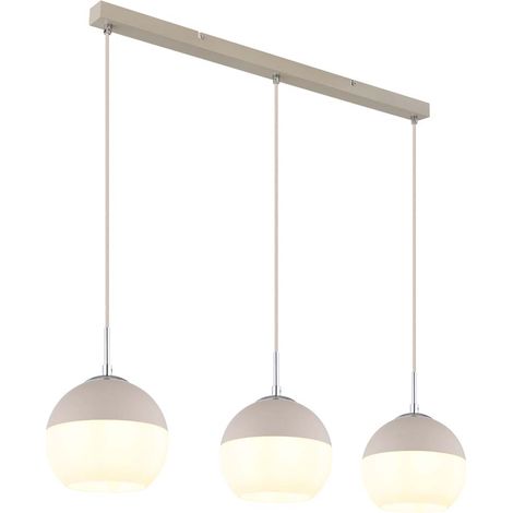 Pendelleuchte Hängeleuchte Deckenleuchte weiß Glaskugeln sandfarben H 120 cm (1/5)
