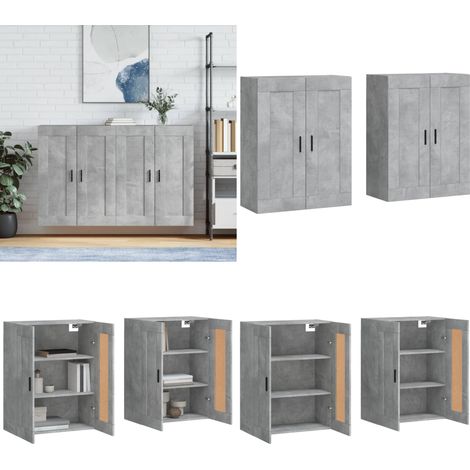 Armoires murales 2 pcs gris béton bois d'ingénierie - Armoire Murale - Meuble Rangement - Buffet - Placard Mural - Étagère Murale - Home & Living (1/5)