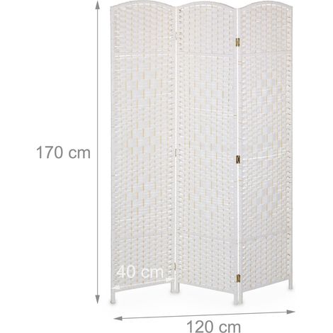 Paravento a 3 pannelli pieghevole elegante decorazione d'interni 150 x 170 x 3 cm in legno bianco 130012850