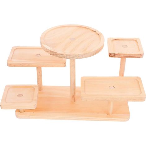 Présentoirs en bois kaki à cinq niveaux pour bijoux, gâteaux et plantes grasses (1 ensemble) (1/5)