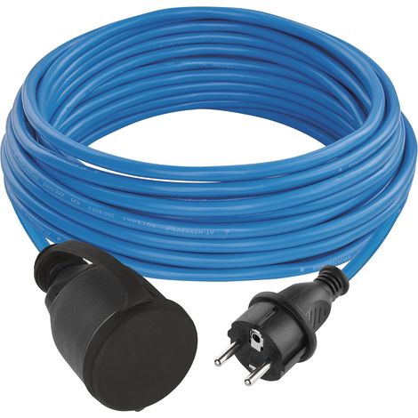 Câble d'extension Schuko Toute l'année pour l'extérieur, 10 m, Bleu, 1,5 mm2, avec Bouchon de Protection, IP44, résistant au Gel, pour l'extérieur, Industrie, Chantiers (1/5)