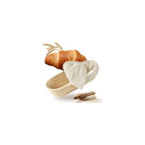 Panier de fermentation ovale pour pain avec doublure en lin, 25 × 15 × 8 cm (1/5)