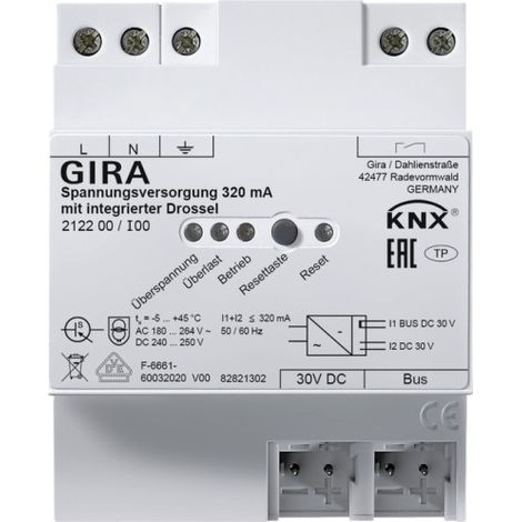 Gira Alimentation électrique 320 mA Self OneKNX REG [212200], 2122 00