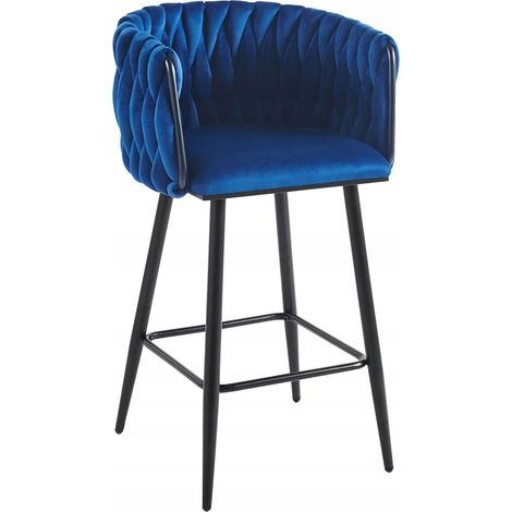 Tabouret H7-FX en velours bleu (structure noire) (1/5)