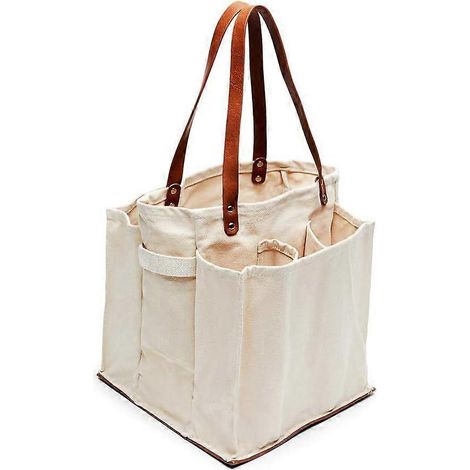 Sacs cabas pour marchés de producteurs avec poignées, grand sac cabas à 7 poches, sac en toile robuste avec fond en cuir végétalien, sac cabas réutilisable, A (1/5)