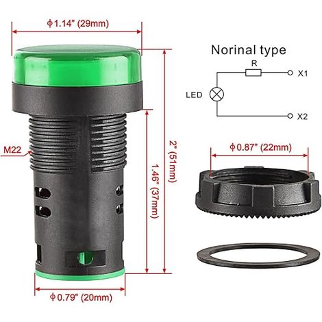AD16-22D/S 220VAC 20mA LED Indicator Light Green Light (1/4)