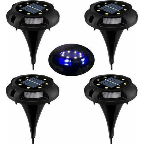 éclairage de pelouse solaire à LED,8 LED 4 Pack Spot Lampe Solaire Jardin Etanche IP65 Pelouse Lumière Decorative Pour Chemi Odipie (1/4)