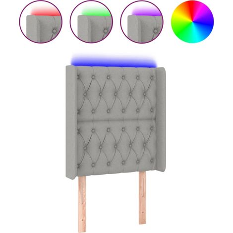 Maison Exclusive - Cabecero con LED de tela gris claro 83x16x118/ (1/5)