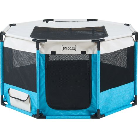 Box per cani 112 x 112 x 62 cm blu beige 030010233