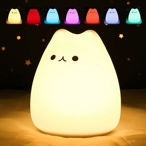 Baby Night Light,Kids Night Light,7 Colors Kawaii Cat Night Light,LED Night Light,Timer Function Bedside Lamp,Kids Night Light Silicone Touch Night Light BeBe Girl Gift (1/5)