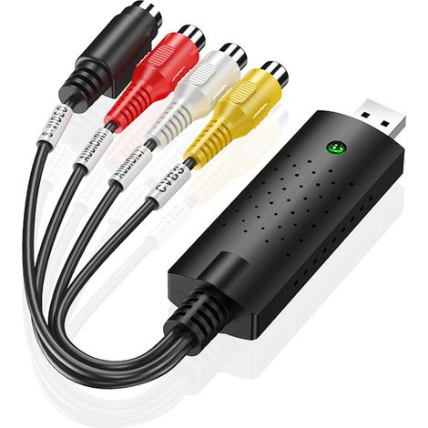 Convertidor USB 2.0 de VHS a digital, tarjeta de captura de audio, compatible con reproductores de vídeo VHS y televisores digitales (Windows 7/8/10).