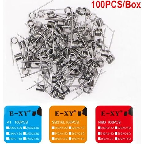 (A1,20GA 0,2 ohm) 100 pièces/boîte - Fil résistif pré-enroulé pour montage DIY (1/4)