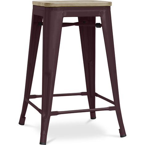 Taburete de Bar Diseño Industrial - Madera y Acero - 61cm - Stylix