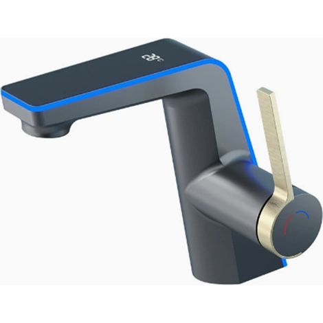 Robinet de salle de bain LED digital pour lavabo monocommande style technologique Noir (1/5)