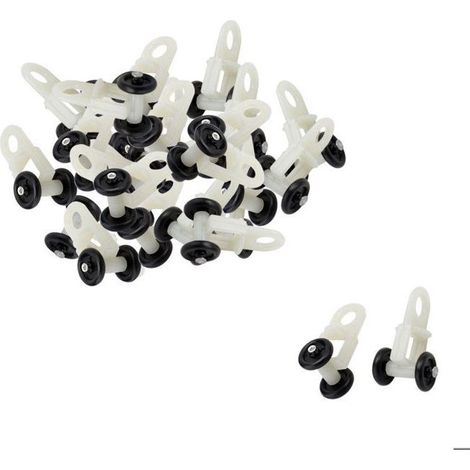 Crochet pour rail de rideau SOURCING MAP 20pcs 0,5" Dia Glisseur Roulette Rideaux Coulissant Fenêtre Voilage Galet plast. noir blanc (1/4)