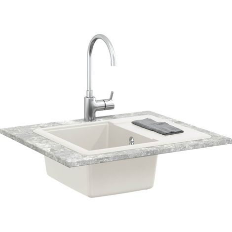 Évier Blanc 560 x 460 mm 80% Quartz et 20% Résine