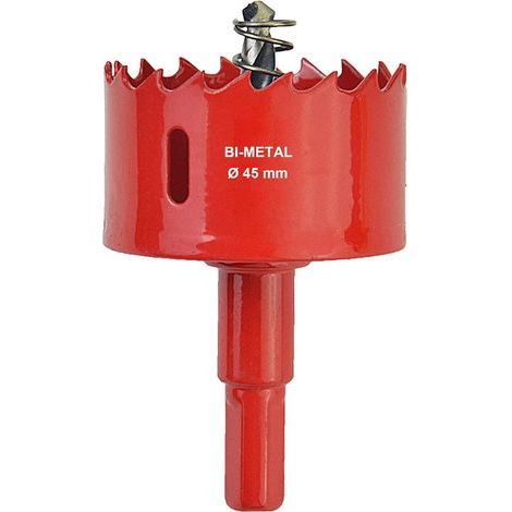 Scie Cloche 45mm M42 Scie-Cloches Bi-Métal Trepan Universelle Scie Cloche Bois Avec Hexagonale Adaptateur Pour Fer Aluminium, Cloison Sèche, Tuyau, Plastique Métaux 1pcs (1/4)