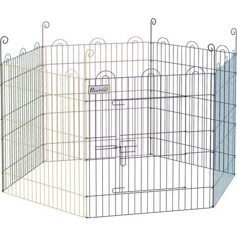 Enclos modulable pour chiots en métal Ø120 cm x 60 cm de hauteur avec porte verrouillable (1/5)