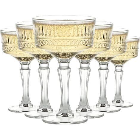 Lot de 6 Verres à Cocktail Côtelés - 265 ml - Cristal Sans Plomb - Pour Martini et Champagne - Idéal Fête et Cadeau (1/5)