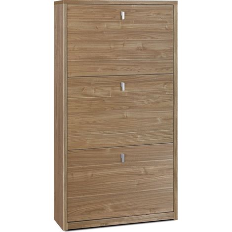 Scarpiera Salvaspazio 3 Ante 7 Paia 63x117x18 cm Noce Stelvio (1/3)