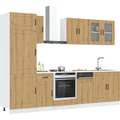 8 Piece Kitchen Cabinet Set Kalmar Artisan Oak Engineered Wood vidaXL