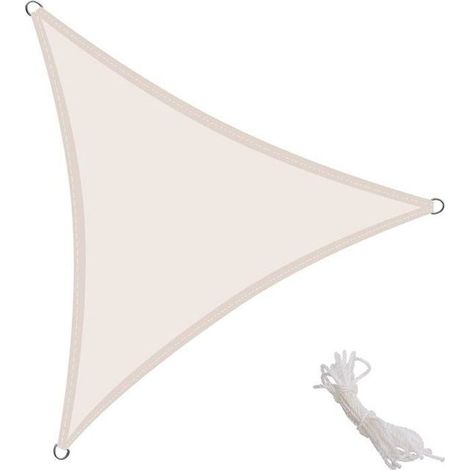 Voile d\'ombrage Kingshade - Toile solaire triangulaire 4x4x4m - PES Imperméable protection UV - couleur crème (1/4)