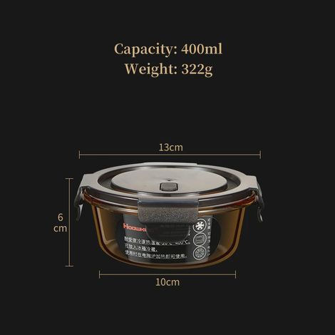 (400 ml) Mini bol résistant à la chaleur avec couvercle, transparent, compatible micro-ondes. (1/5)