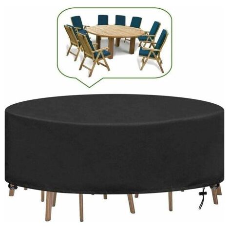 Housse Table de Jardin Ronde Bache Salon Jardin Exterieur Imperméable Anti-UV Oxford Robuste Bache Table et Chaise de Jardin Ø230X100CM (1/5)