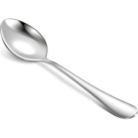 12 Esslöffel aus Edelstahl, extra dünne Dessertlöffel für Zuhause, Küche oder Restaurant – 7 1/3 Zoll (1/2)
