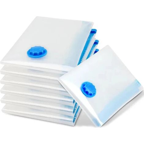 40x60 5 pièces, sacs de rangement sous vide avec pompe à main, fermeture éclair, blanc, bleu (1/5)