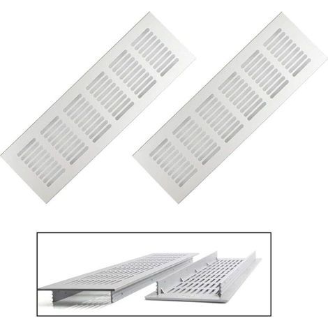 Grilles de ventilation rectangulaires en aluminium 80x250 mm – Lot de 2 grilles extérieures – Installation facile avec vis incluses (1/5)