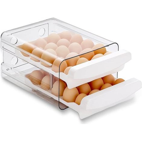 Soporte para 40 huevos para refrigerador，Caja para almacenar huevos frescos，Bandeja para huevos y caja de almacenamiento de huevos (1/5)