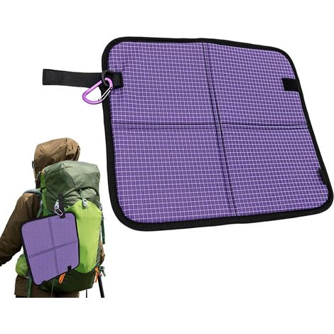 Coussin d'assise pliable hydrofuge avec mousqueton (35x31 cm, 9 mm) – Coussin d'extérieur ultraléger pour randonnée, camping et festivals (1/5)