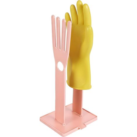 Juego de 2 soportes de plástico reutilizables para guantes de cocina, manoplas para lavar platos, guantes de horno y paños (rosa). (1/5)