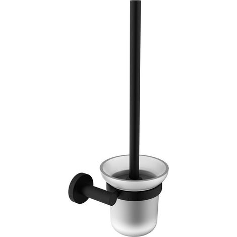 Brosse WC suspendue X-ROUND BLACK, verre dépoli, noir mat