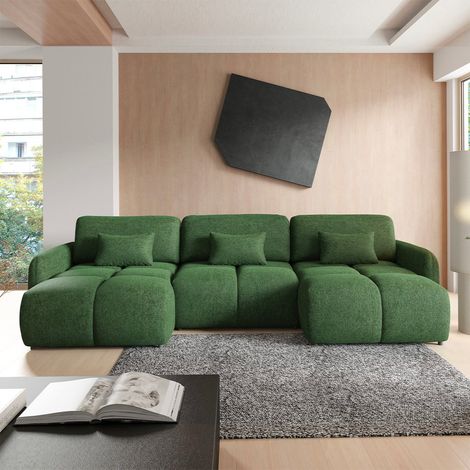 5-Sitzer-U-Sofa mit Schlaffunktion und Stauraum Vittoria Grün (1/5)