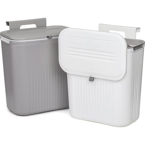 Poubelle sous évier 2 pièces – Poubelle suspendue avec couvercle – Capacité 9L – Plastique sans BPA, inodore – Installation murale ou sur comptoir (1/4)