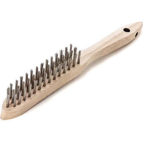 LessMann 103731 - Cepillo de mano con mango de madera LessMann 3H alambre de acero inoxidable recto ROF 0,35