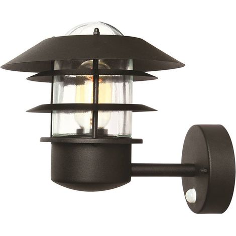 Elstead Helsingor - Lanterna da parete per esterni a 1 luce Nera con sensore di movimento PIR IP44, E27 (1/5)