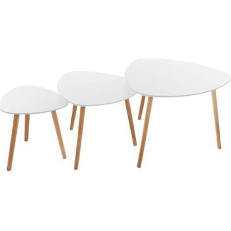 Lot de 3 Tables à Café Gigognes "Mileo" 60cm Blanc (1/5)