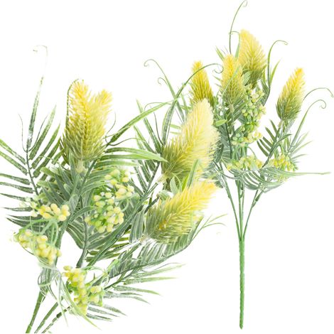 Bouquet di rametti d'erba, foglie e infiorescenze di cardo CV38674-2, giallo, 5 pezzi (1/5)